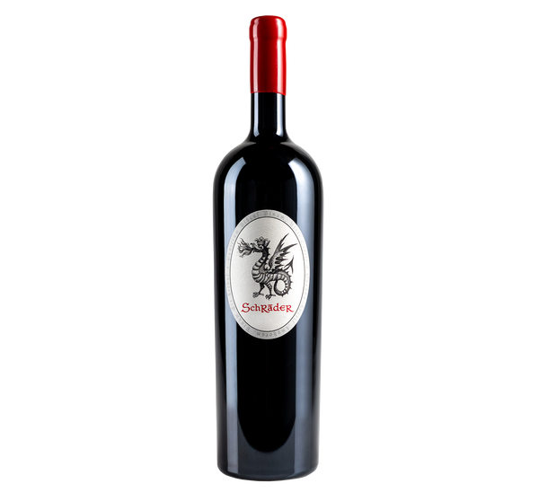 A bottle of 2013 schrader old sparky cabernet sauvignon on a grey background